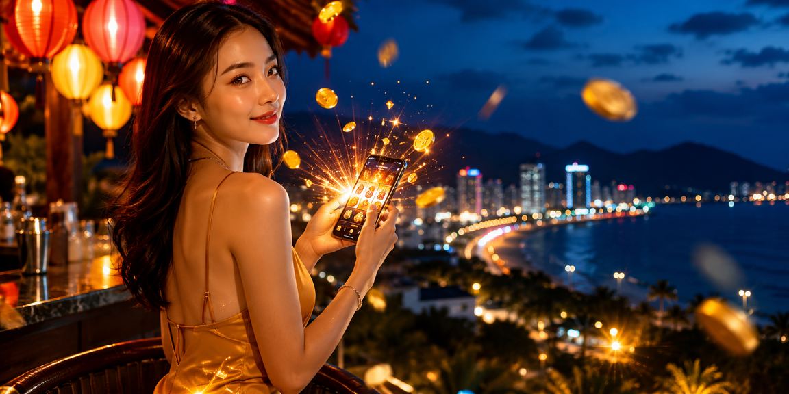 Đèn lồng Hội An trang trí rực rỡ bên cạnh giao diện slot game trực tuyến
